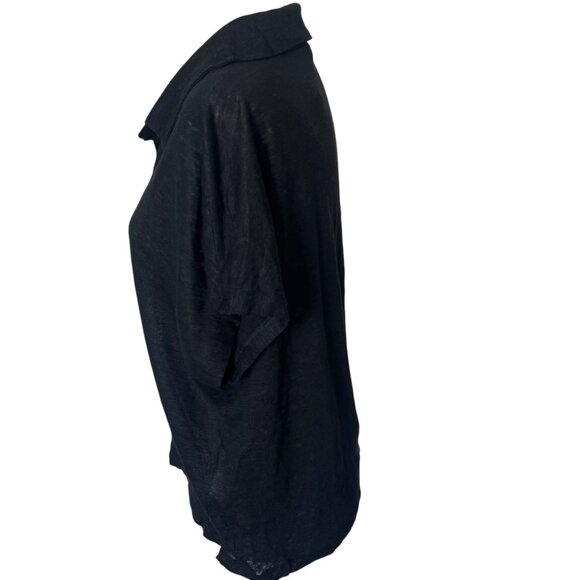 Banana Republic 100% Linen Collared Tee Black Color Size Large - Picture 5 of 11
